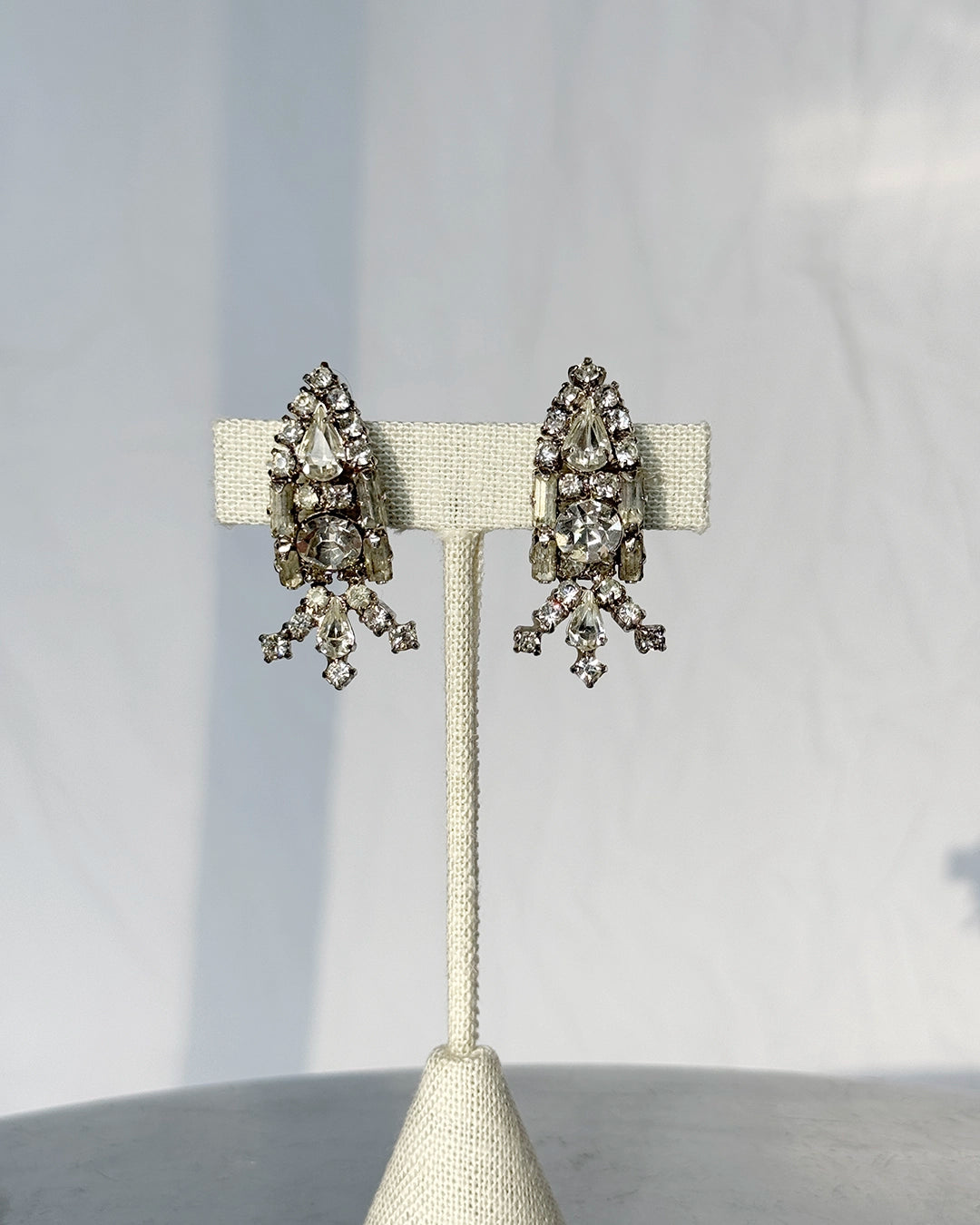 Vintage 1950s Oblong Diamanté Earclips