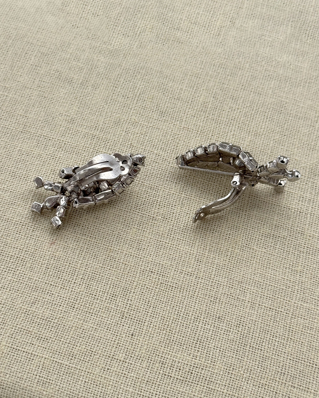 Vintage 1950s Oblong Diamanté Earclips