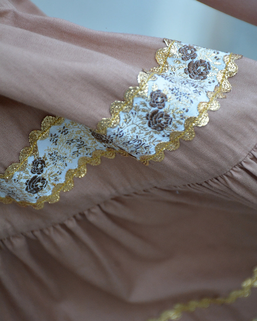 Vintage 1950s Tiered Circle Skirt with Ribbon Appliqué