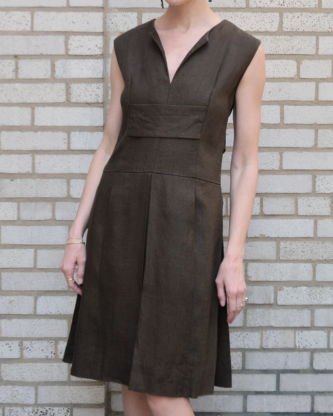 vintage linen dress Vintage 1960s Donald Brooks Mod Linen Day Dress