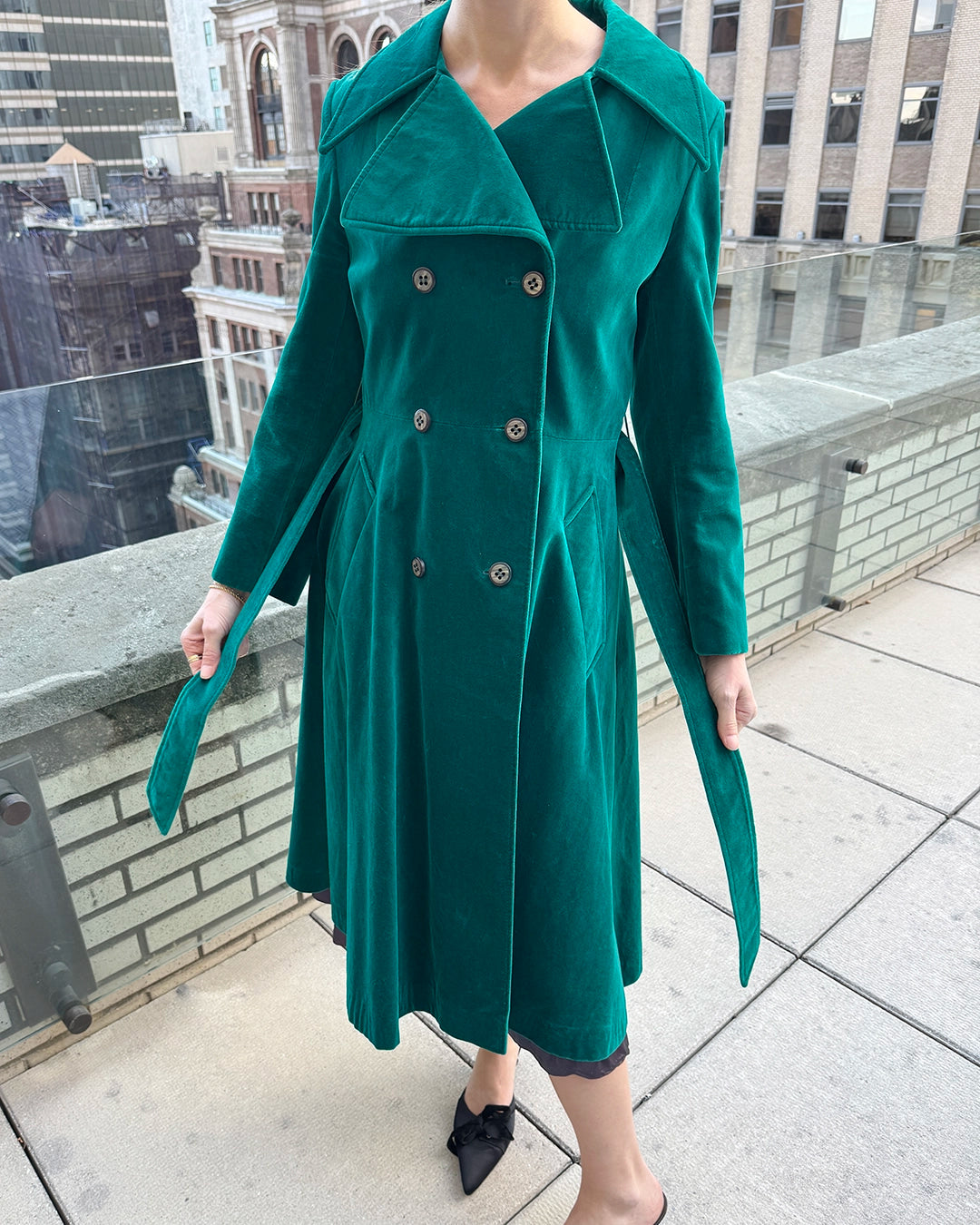 Vintage 1960s Velvet Princess-Cut Trench Coat