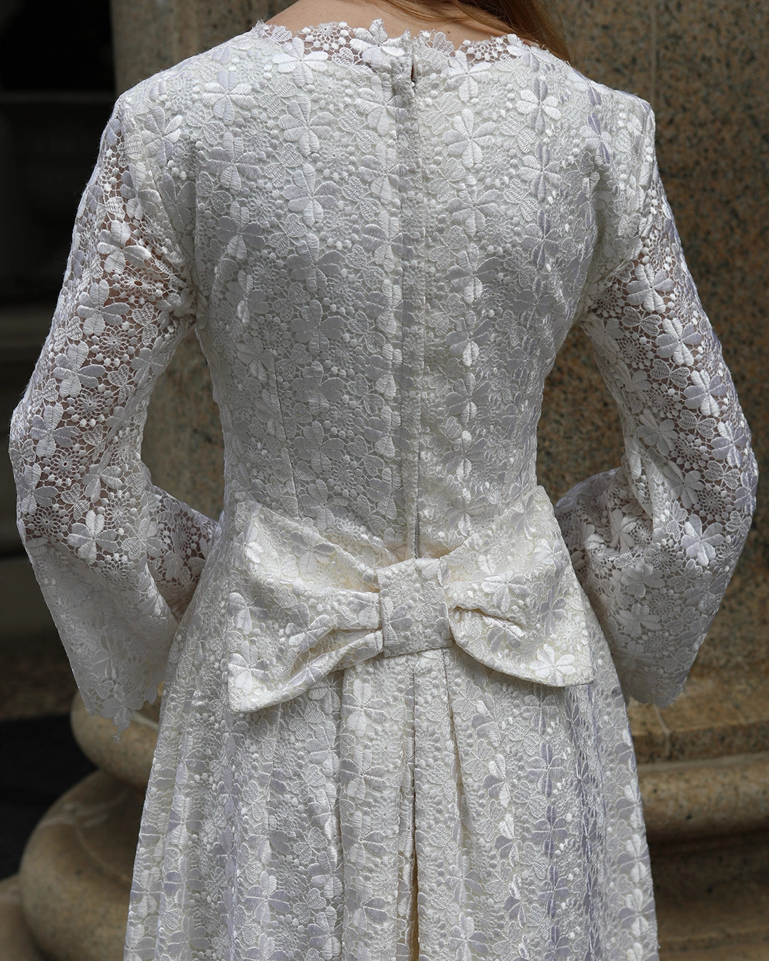 Vintage 1960s White Crochet Lace Empire Waist Dress