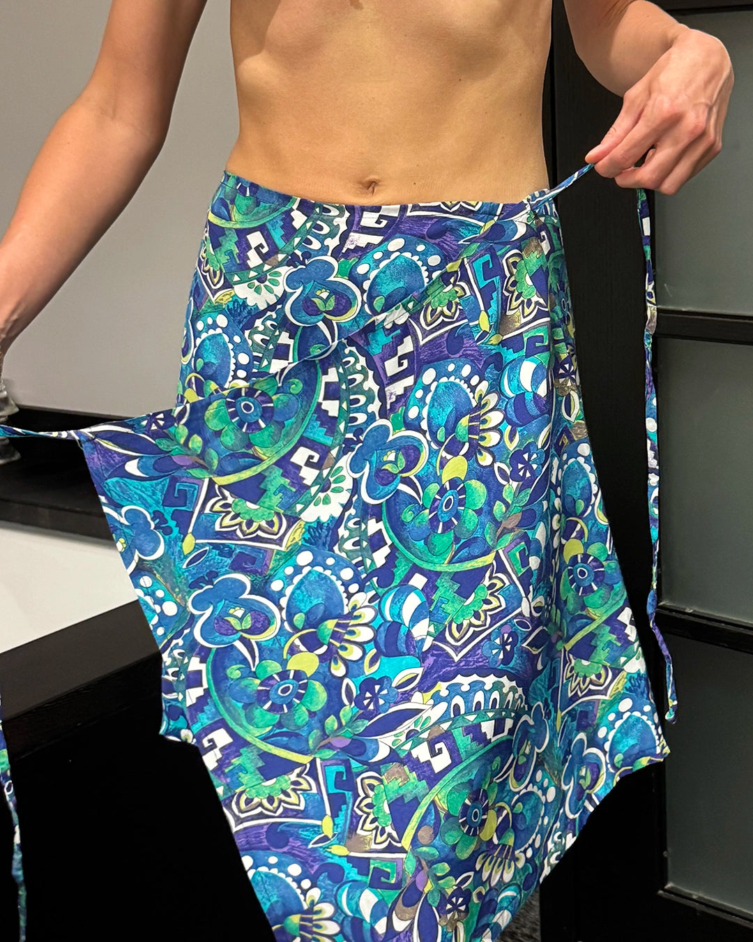 Vintage 1970s Psychedelic Print Wrap Skirt