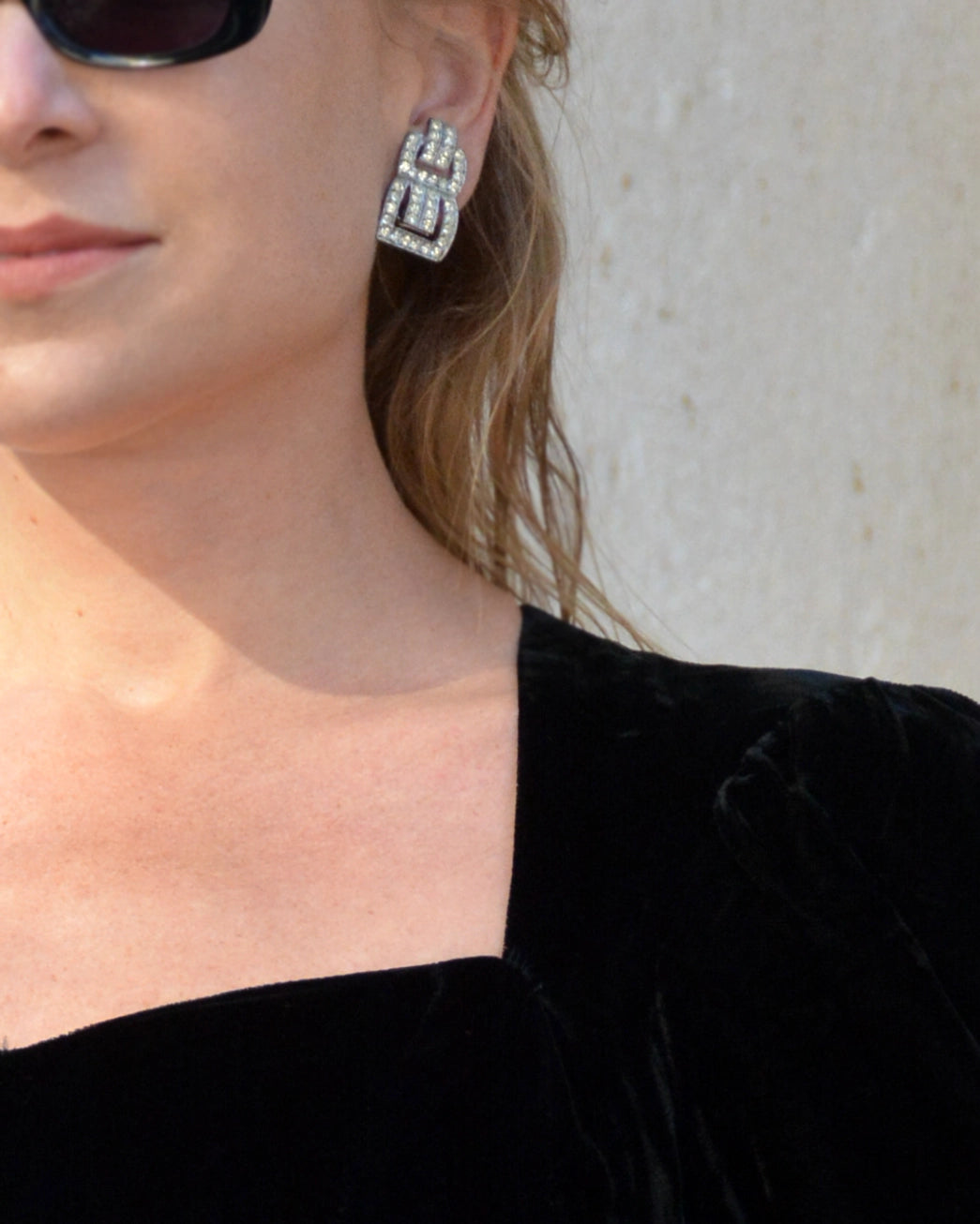 Vintage Art-Deco Style Geometric Diamanté Earrings