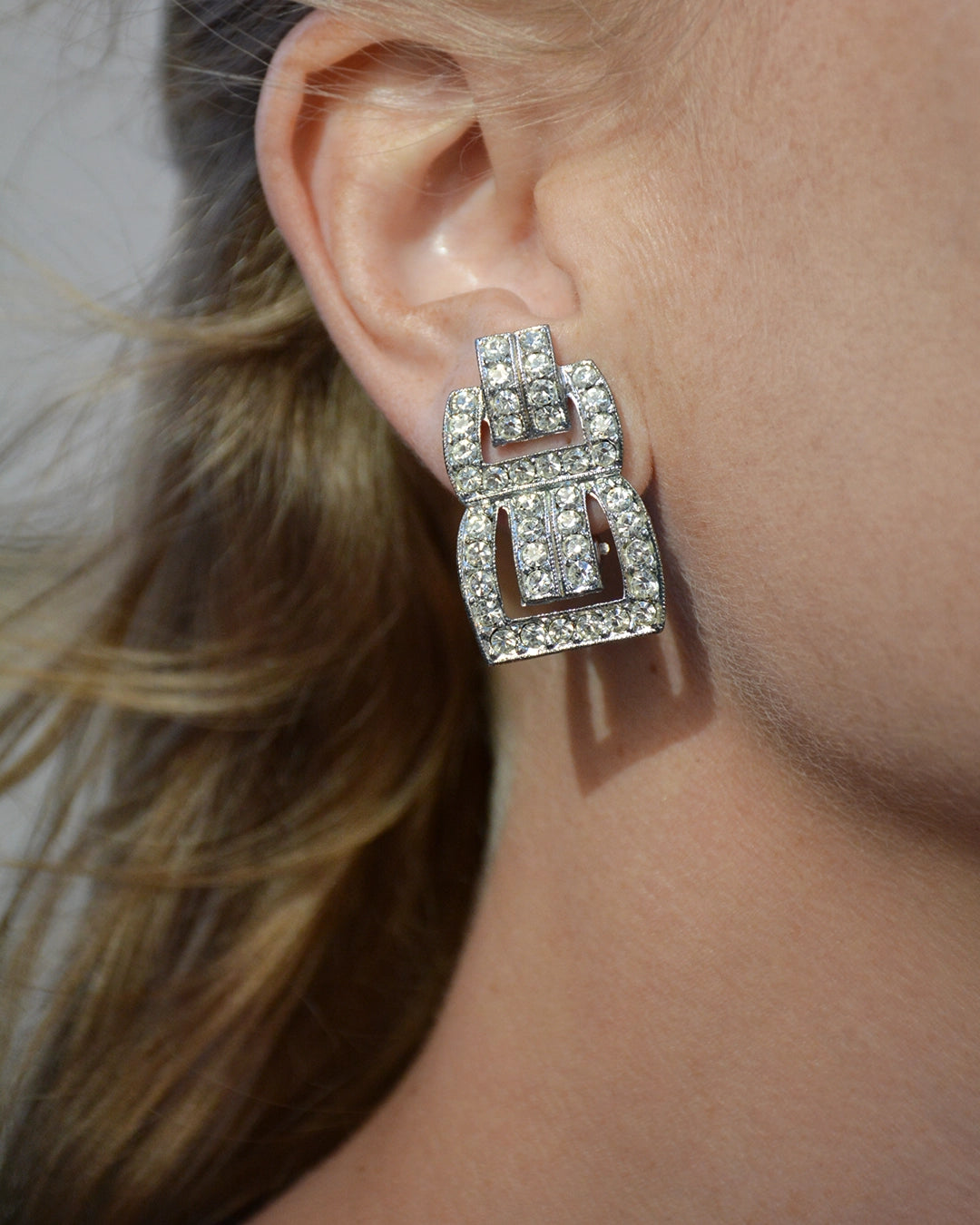 Vintage Art-Deco Style Geometric Diamanté Earrings