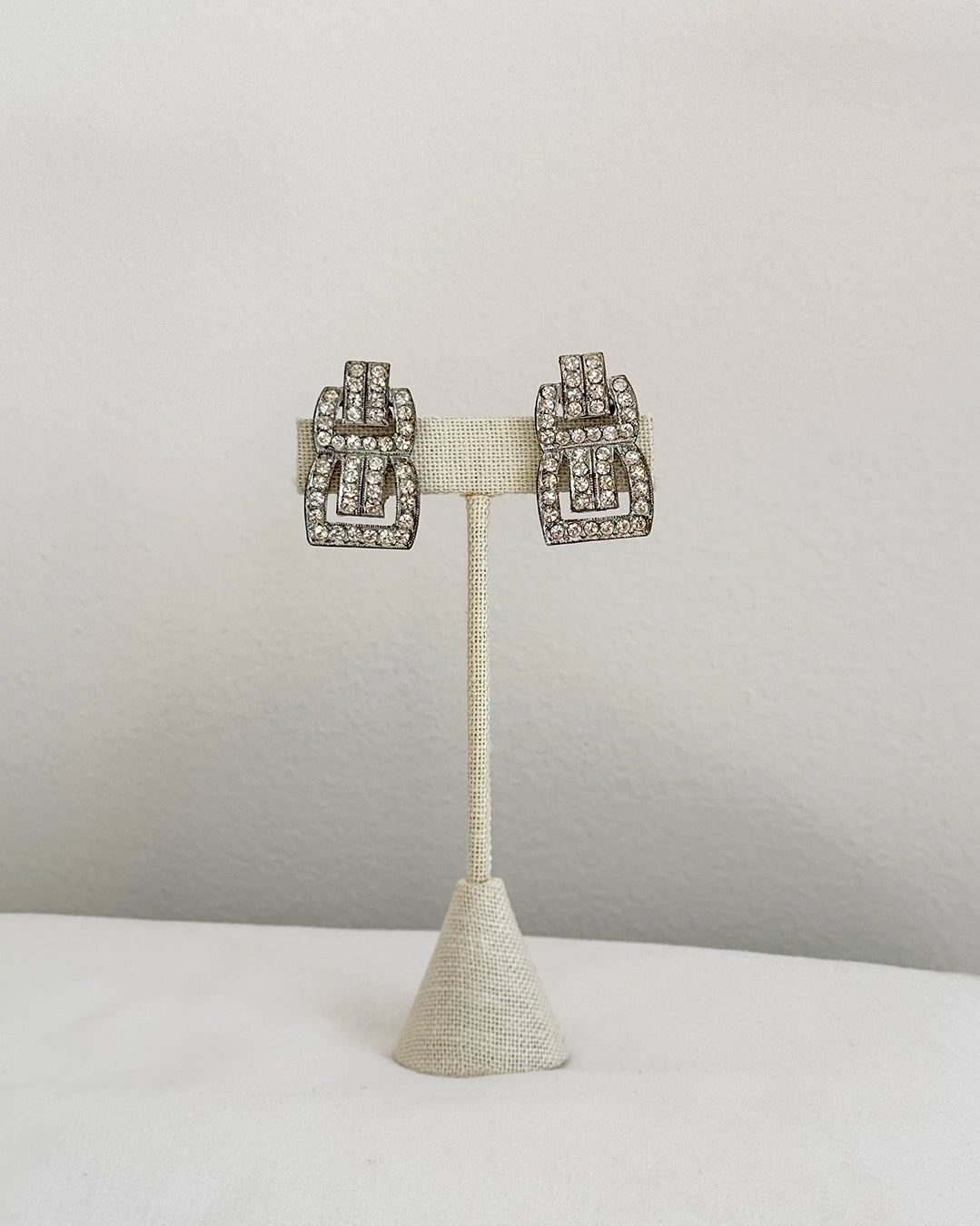 Vintage Art-Deco Style Geometric Diamanté Earrings