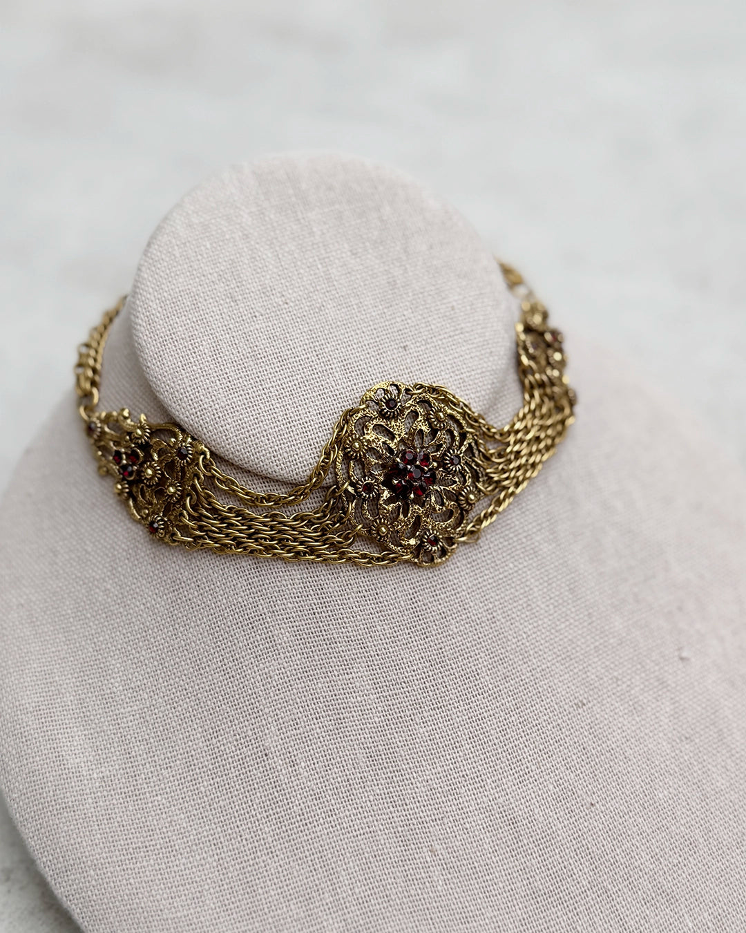 Vintage Art Nouveau Style Gold Filigree Choker