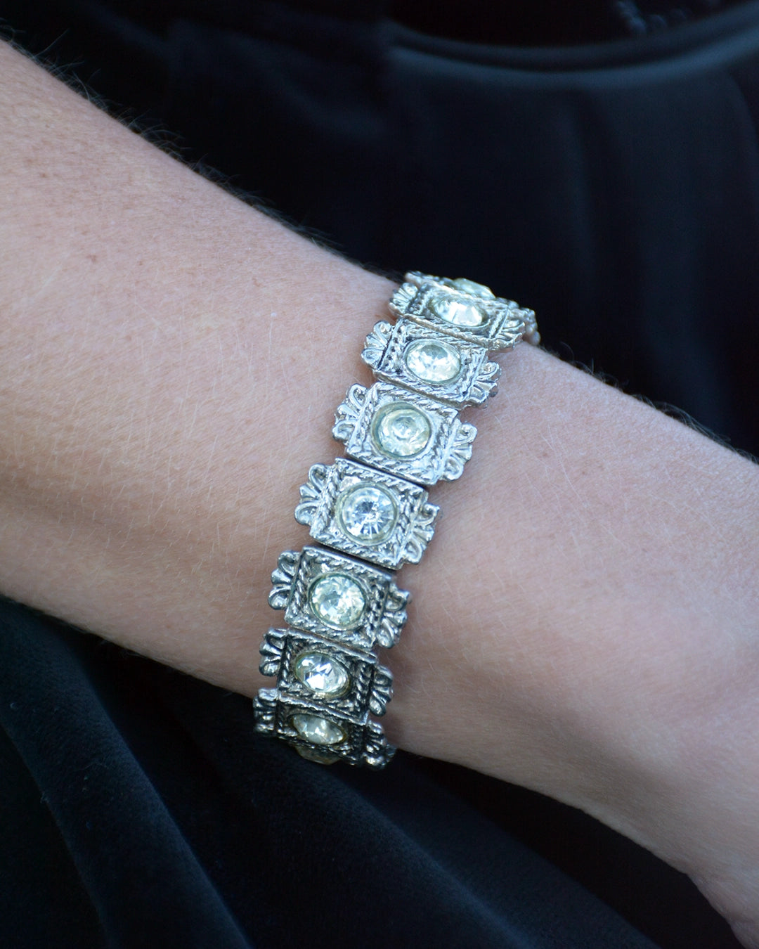 Vintage Belle Epoque-Style Diamanté Tennis Bracelet