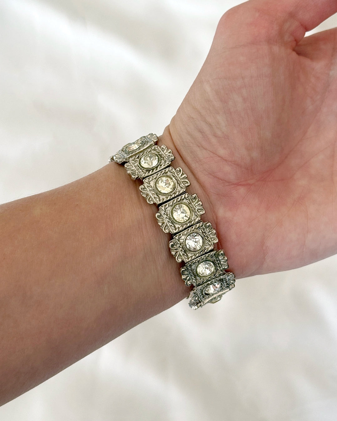 Vintage Belle Epoque-Style Diamanté Tennis Bracelet