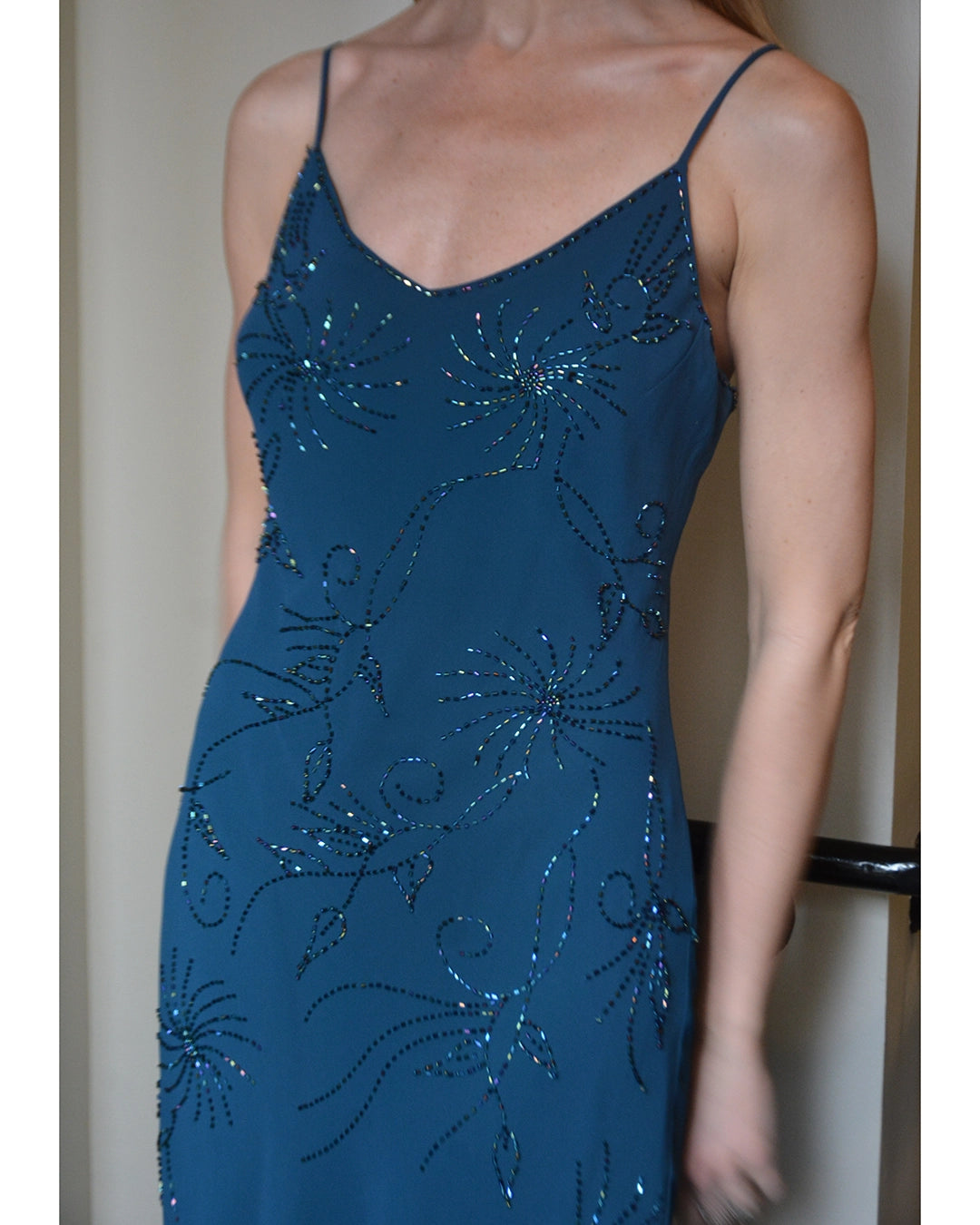 Vintage Bias-Cut Beaded Slip Dress