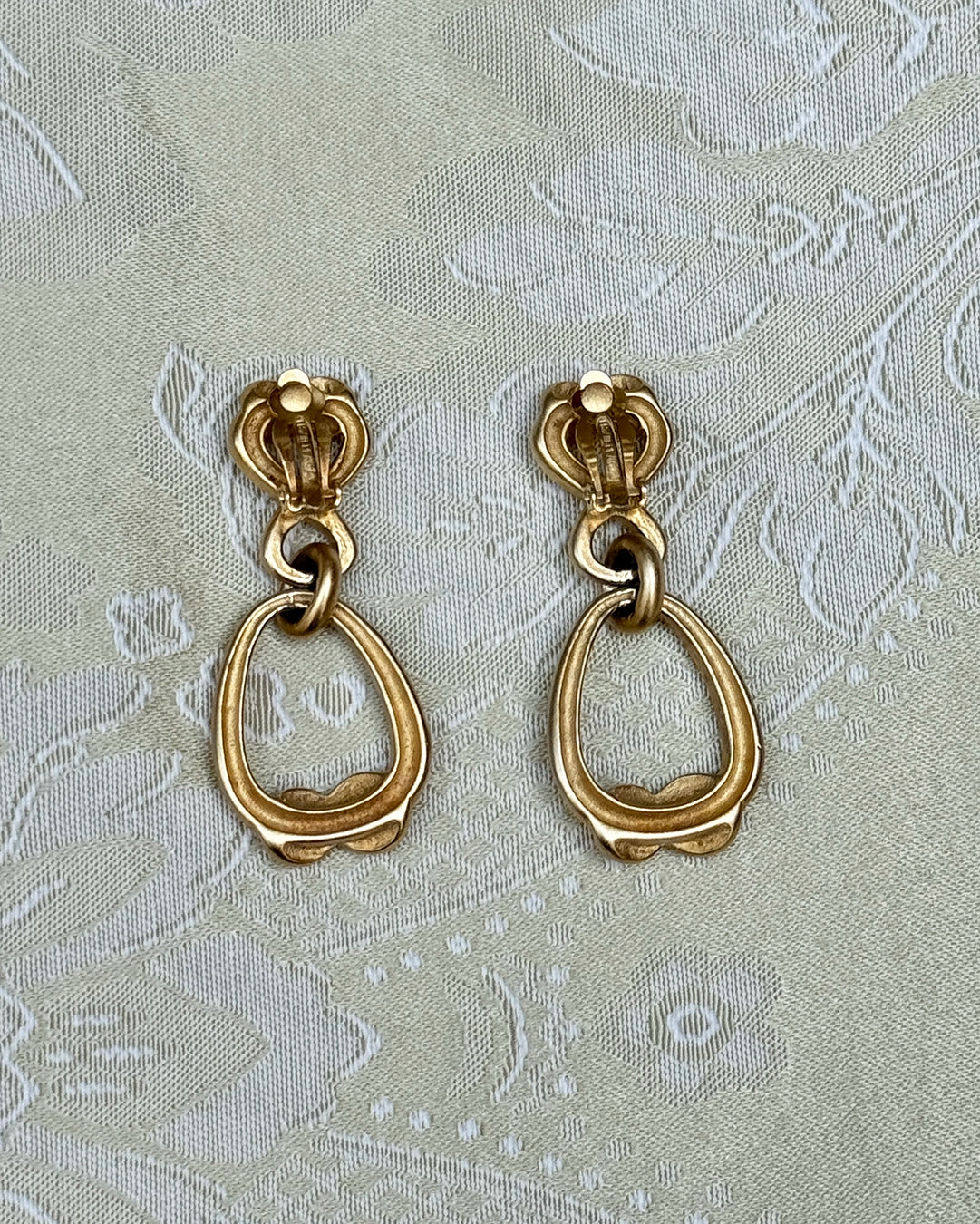 Vintage Brushed Gold Knot Drop Earrings