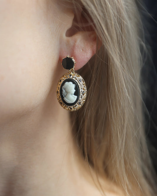 Vintage Cameo Drop Earrings