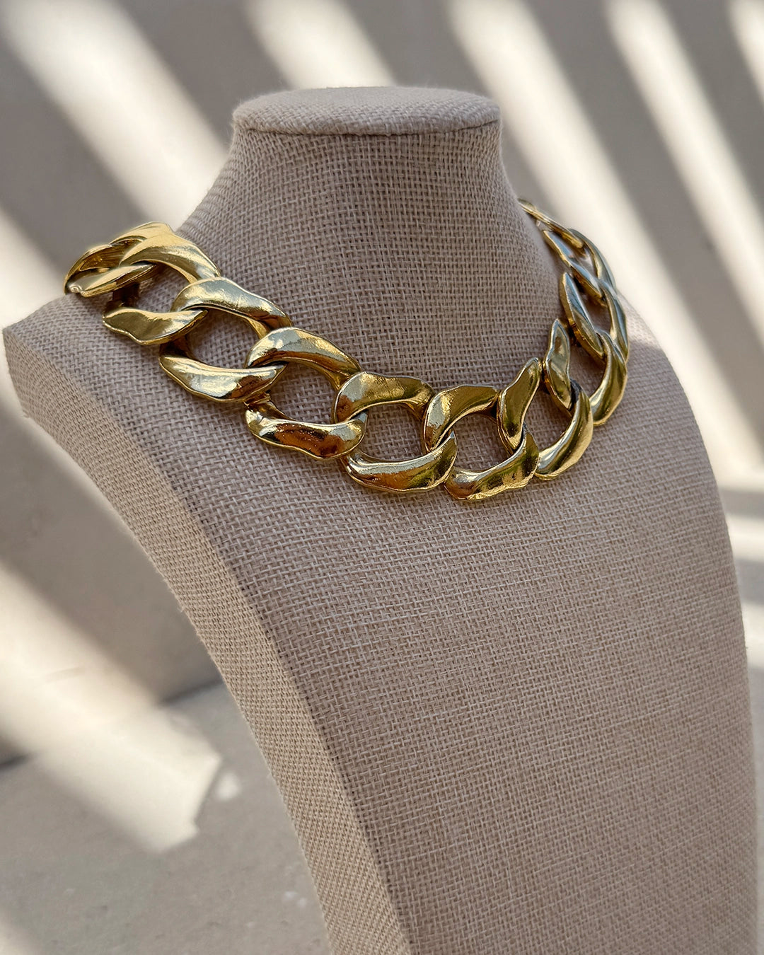 Vintage Chunky Gold Curb Chain Choker Necklace