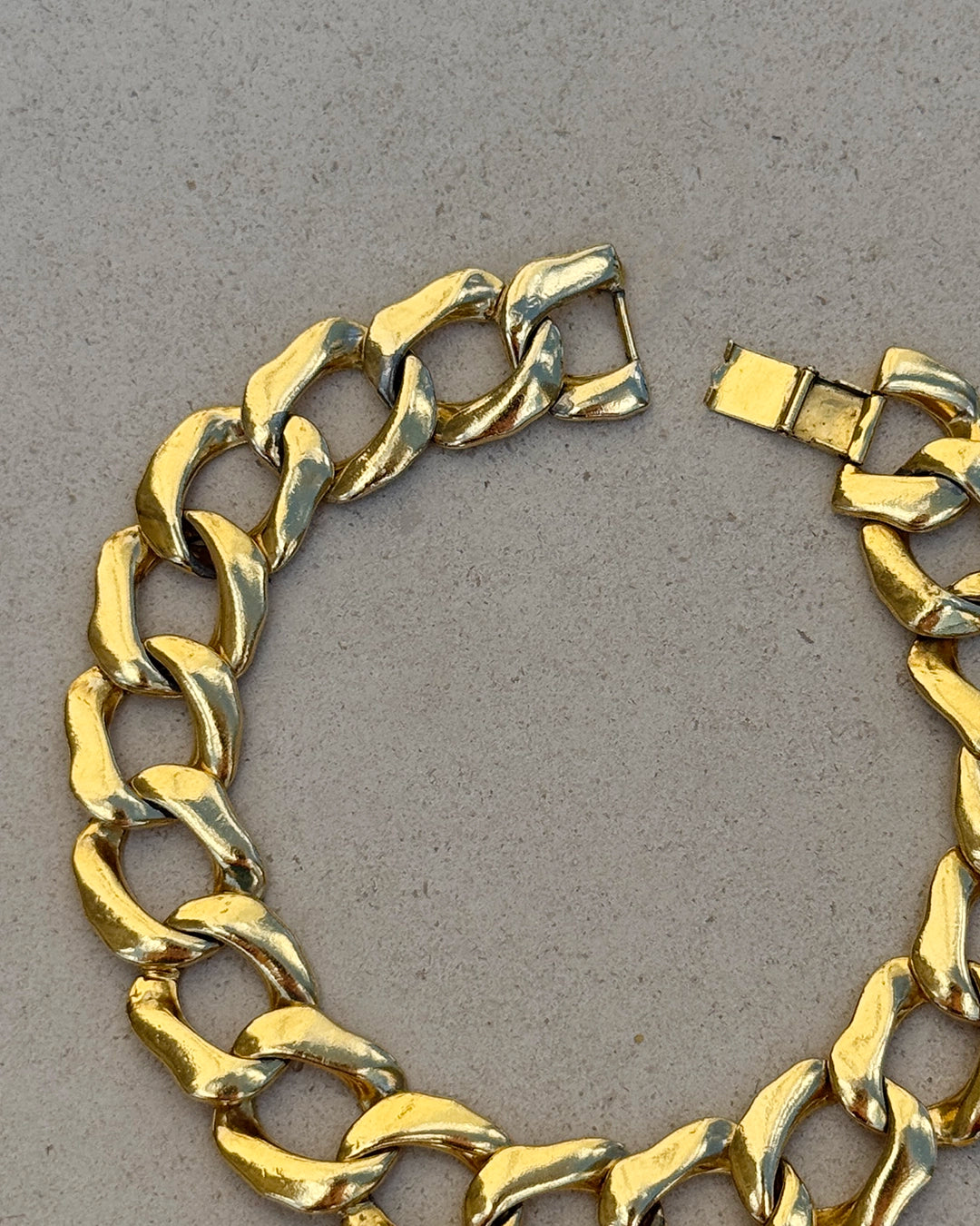 Vintage Chunky Gold Curb Chain Choker Necklace