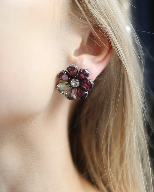 Vintage Crystal Flower Earrings