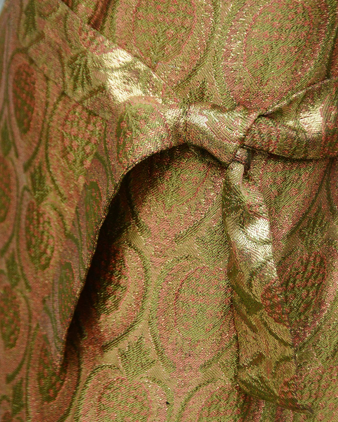 Vintage Custom Made Reversible Metallic Jacquard and Silk Shift Dress