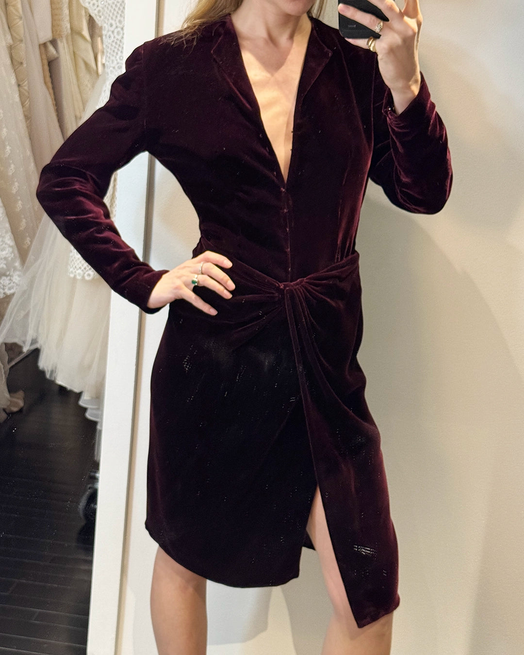 Vintage Donna Karan Velvet Dress with Interior Bodysuit