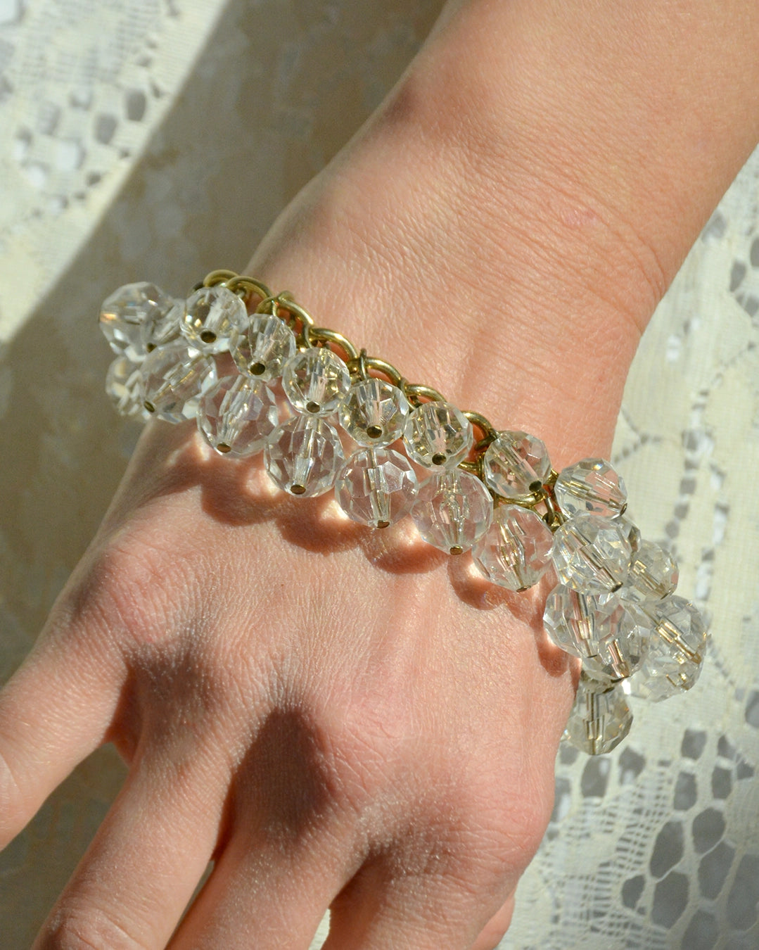 Vintage Faceted Bead Charm Bracelet