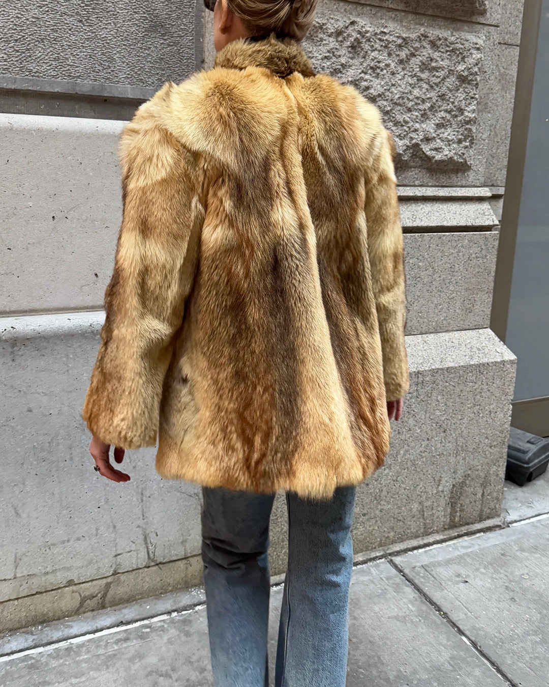 Vintage Fox Fur Coat with Pom Pom Tassels