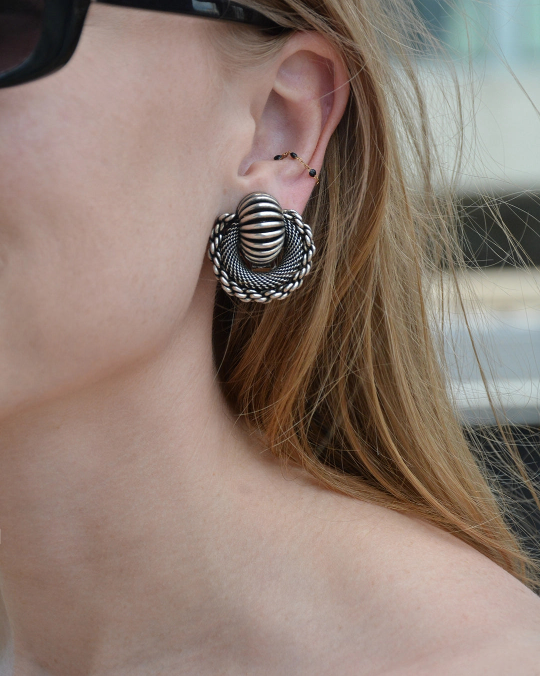Vintage French Pierre Lorion & Sylvia Karels Sculptural Silver Earrings