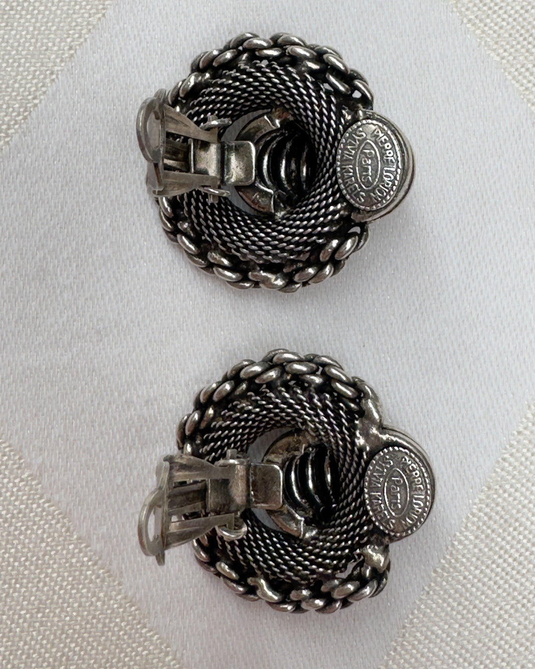 Vintage French Pierre Lorion & Sylvia Karels Sculptural Silver Earrings