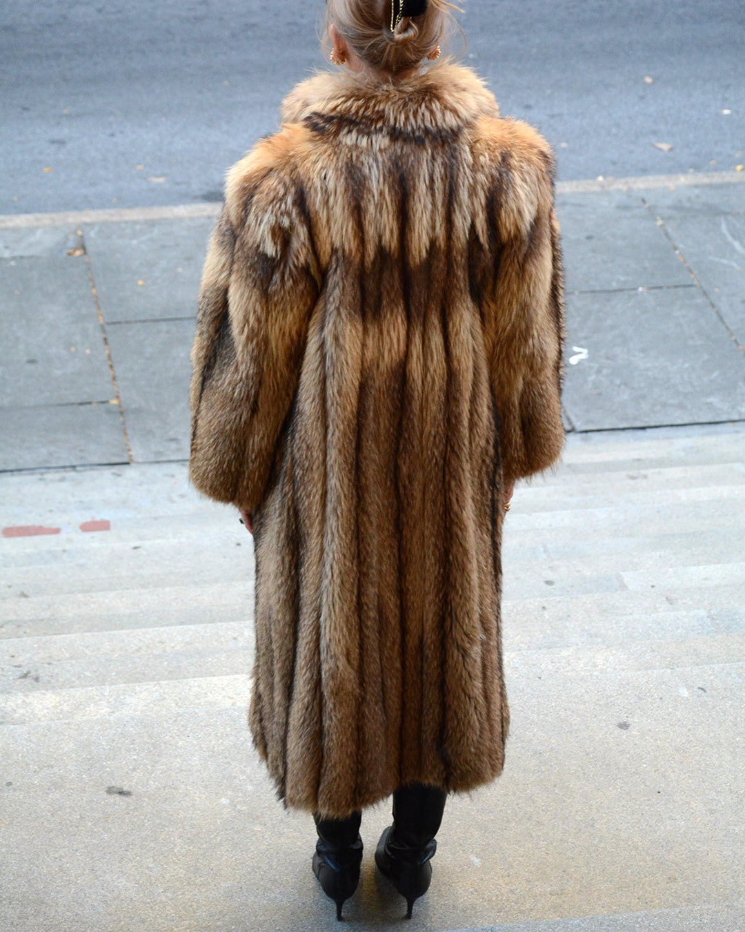 Vintage Full Length Tanuki Raccoon Fur Coat