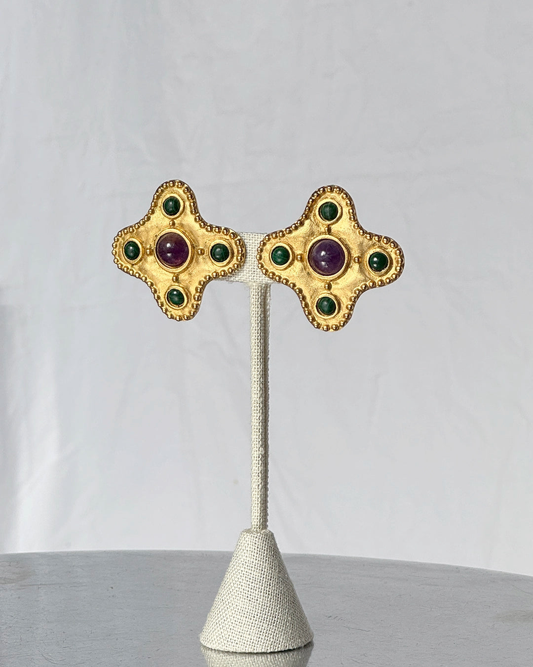 Vintage Gem-Set Byzantine Earrings, in the style of Chanel x Gripoix