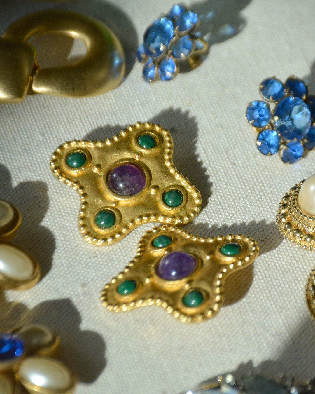 Vintage Gem-Set Byzantine Earrings, in the style of Chanel x Gripoix