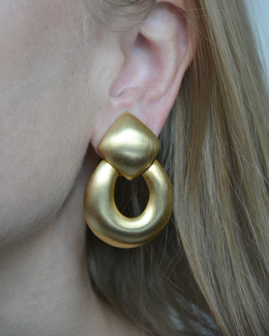 Vintage Matte Gold Doorknocker Earrings