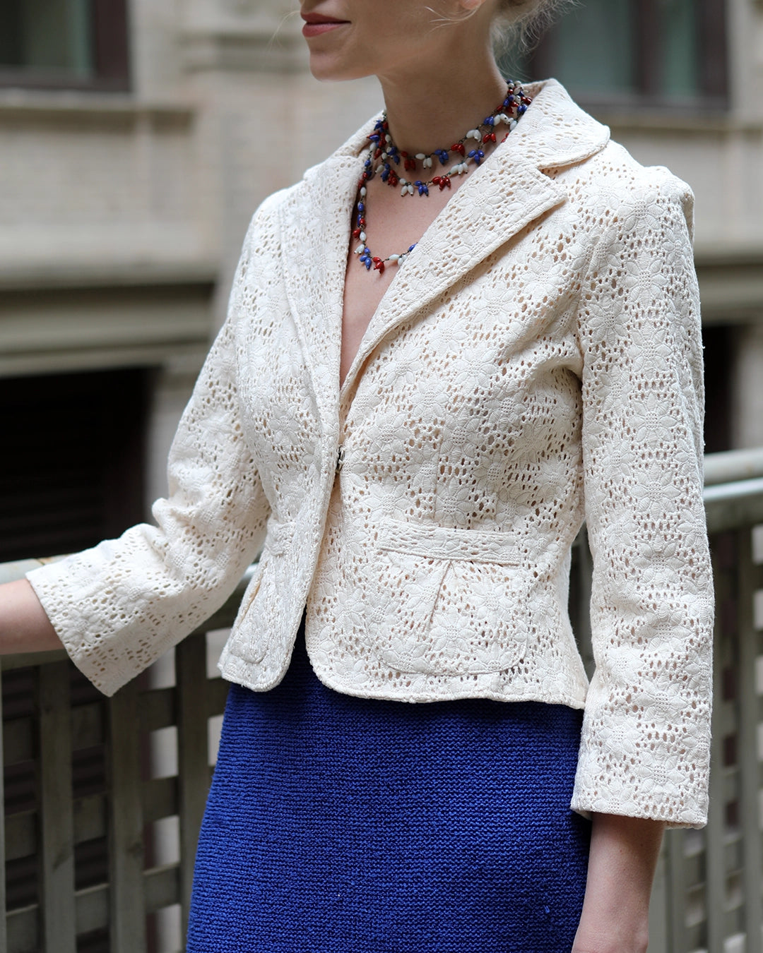 Vintage Ivory Crochet Lace Jacket