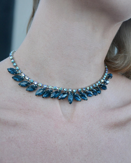 Vintage Marquise-Cut Sapphire Diamanté Choker