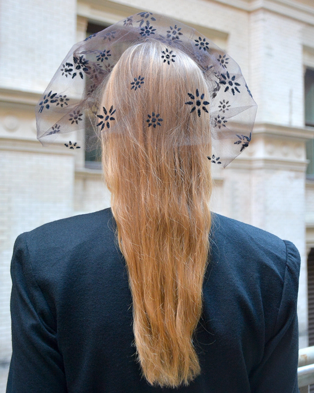Vintage Midcentury Flocked Veil Headband