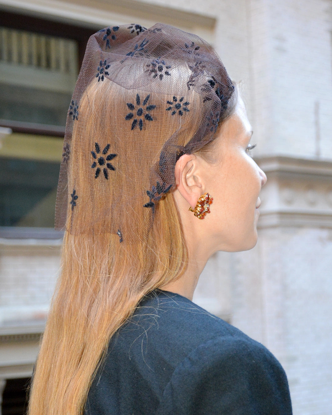 Vintage Midcentury Flocked Veil Headband