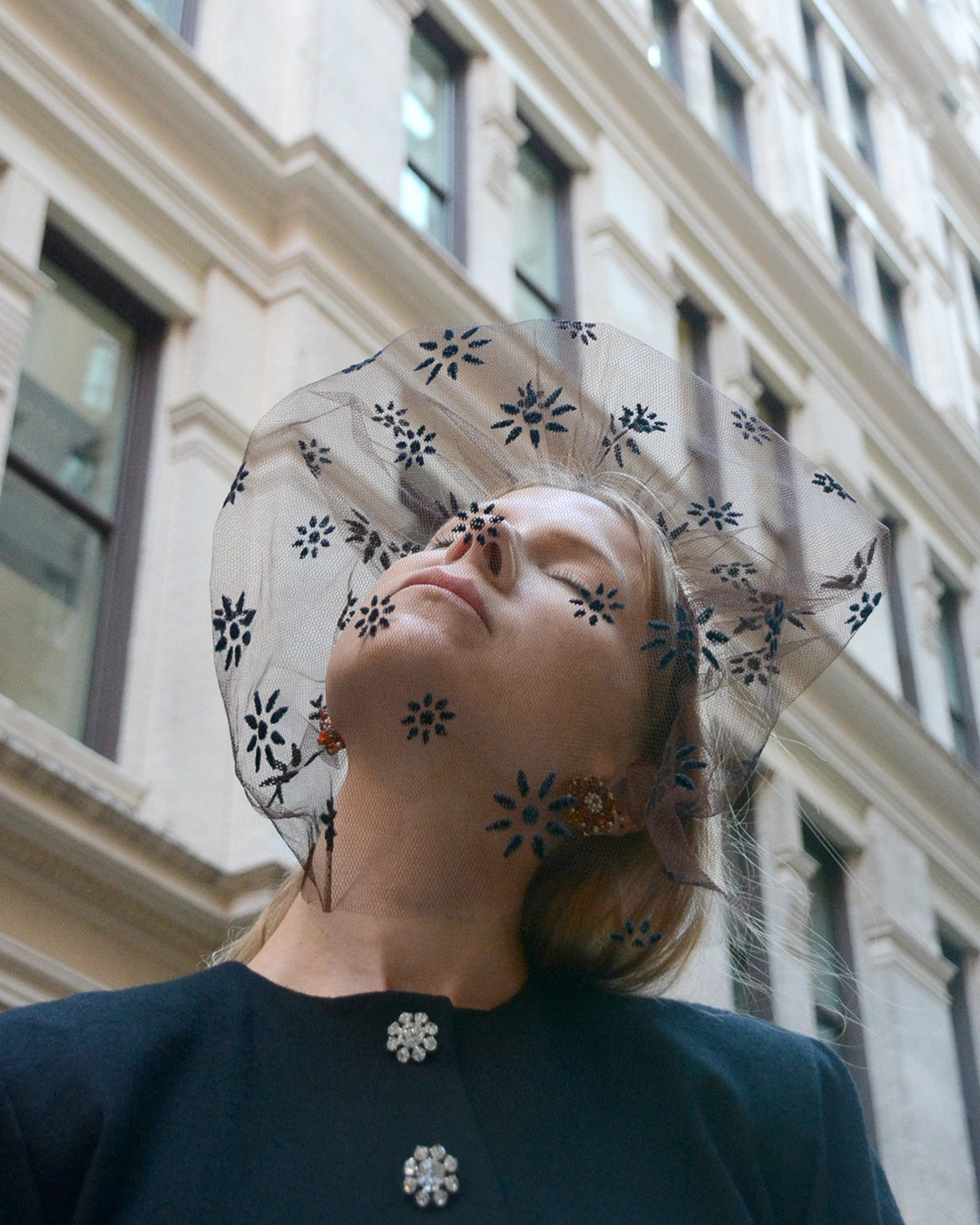 Vintage Midcentury Flocked Veil Headband