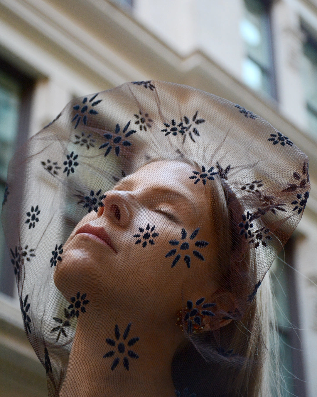 Vintage Midcentury Flocked Veil Headband