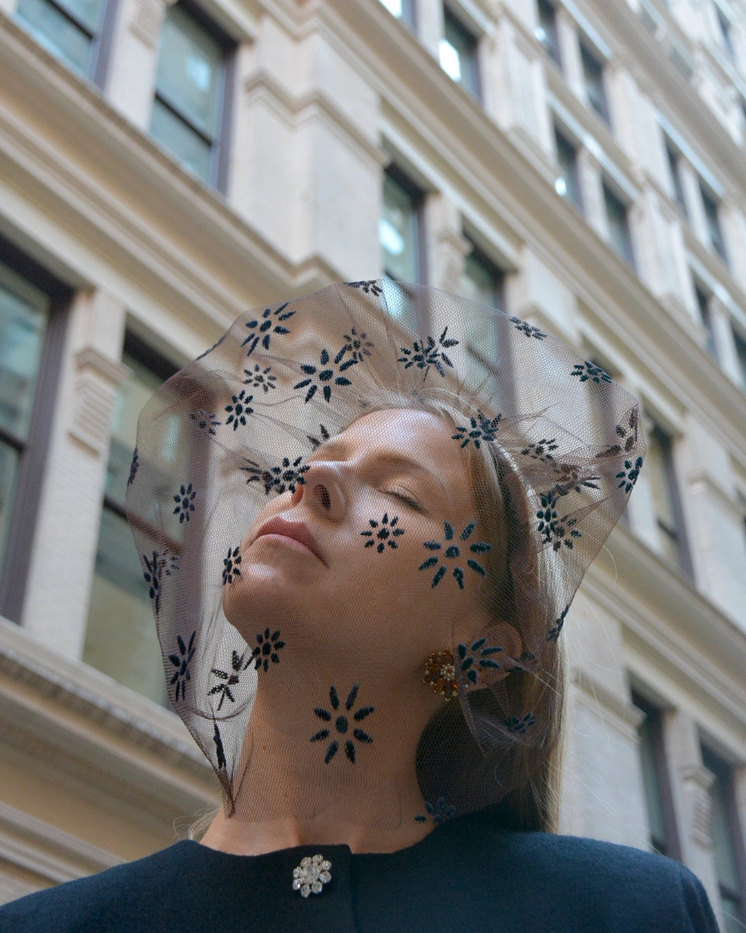 Vintage Midcentury Flocked Veil Headband
