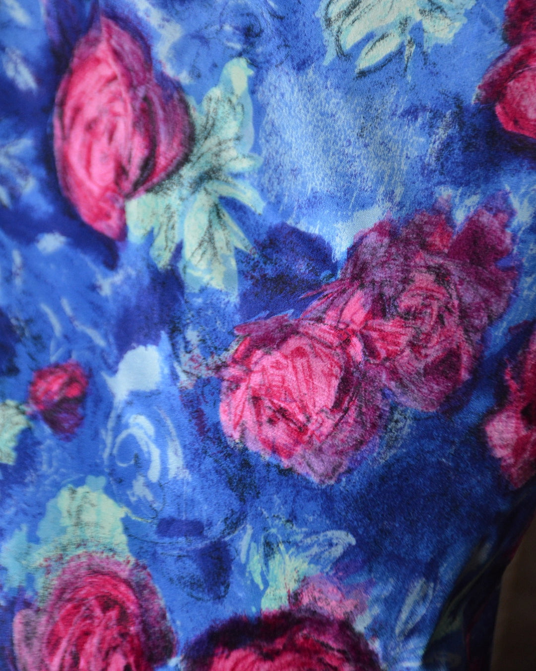 Vintage Puff Sleeve Flocked Floral Gown with Flower Appliqué