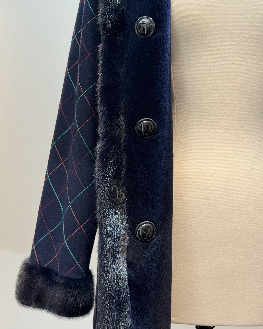 Vintage Reversible Mink Coat with Embroidered Wool Reverse