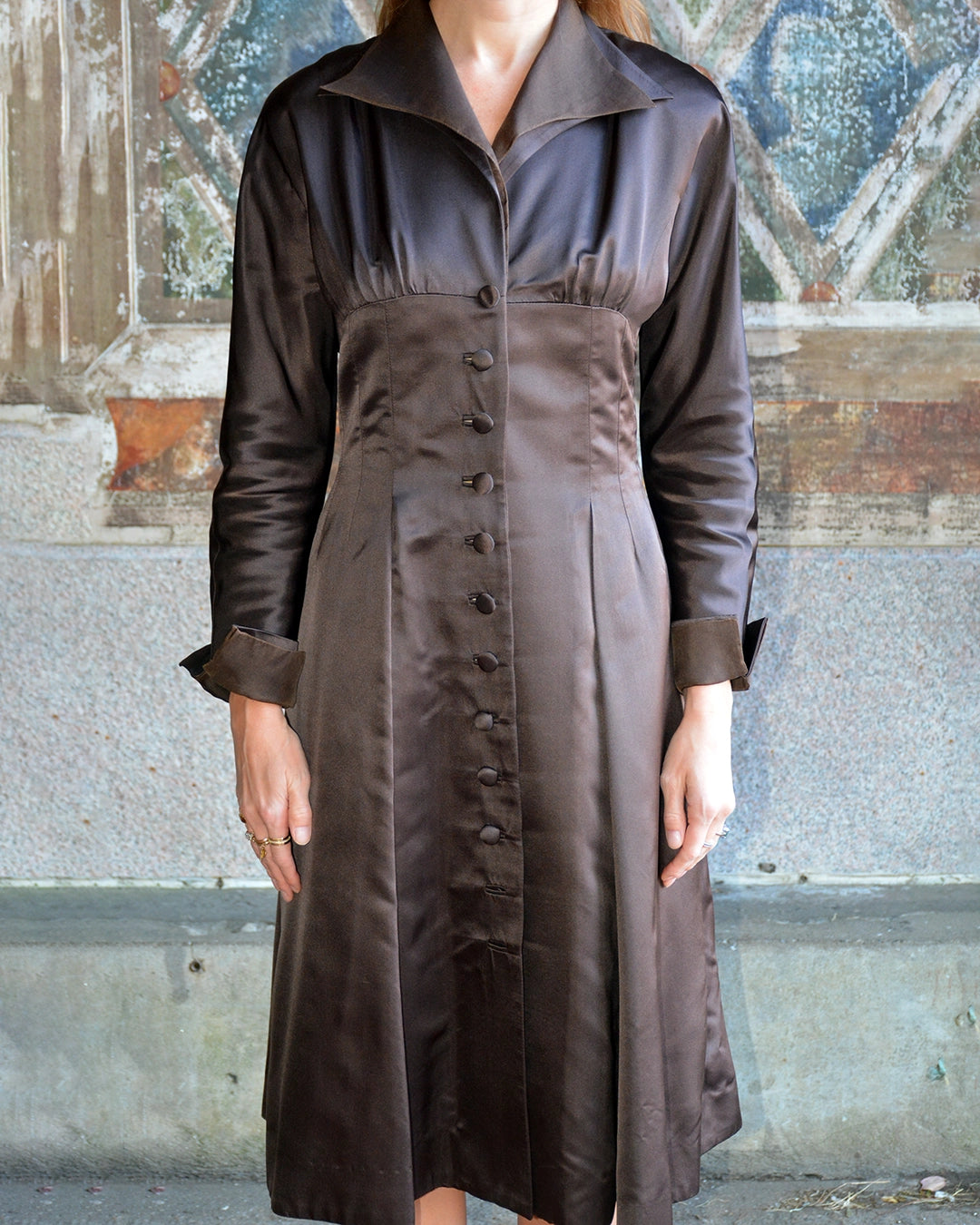 Vintage Sander Witlin Satin "New Look" Coat Dress