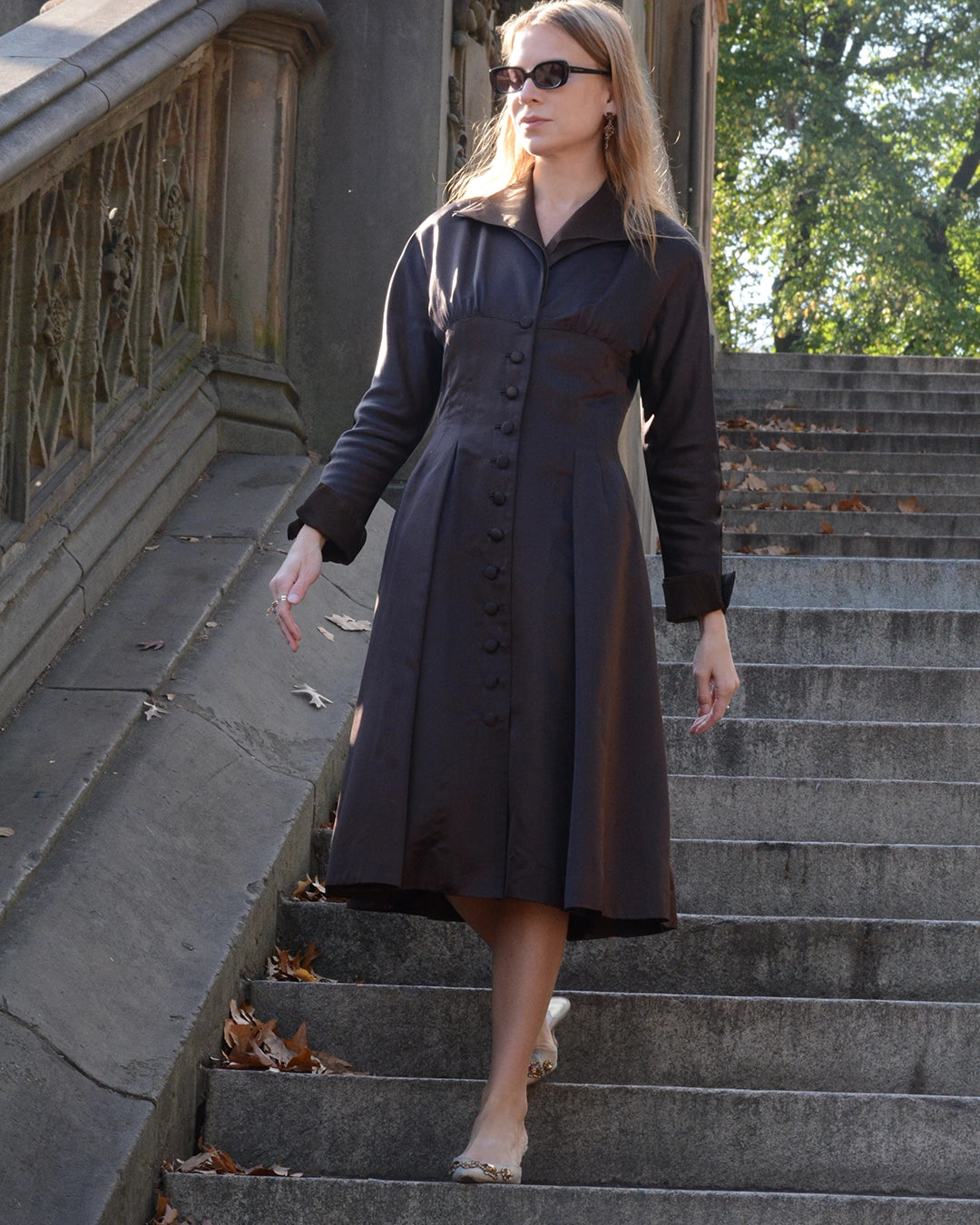 Vintage Sander Witlin Satin "New Look" Coat Dress