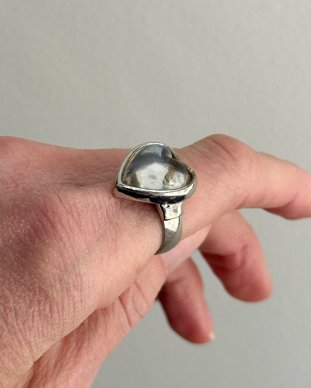 Vintage Silver Cabochon Heart Ring