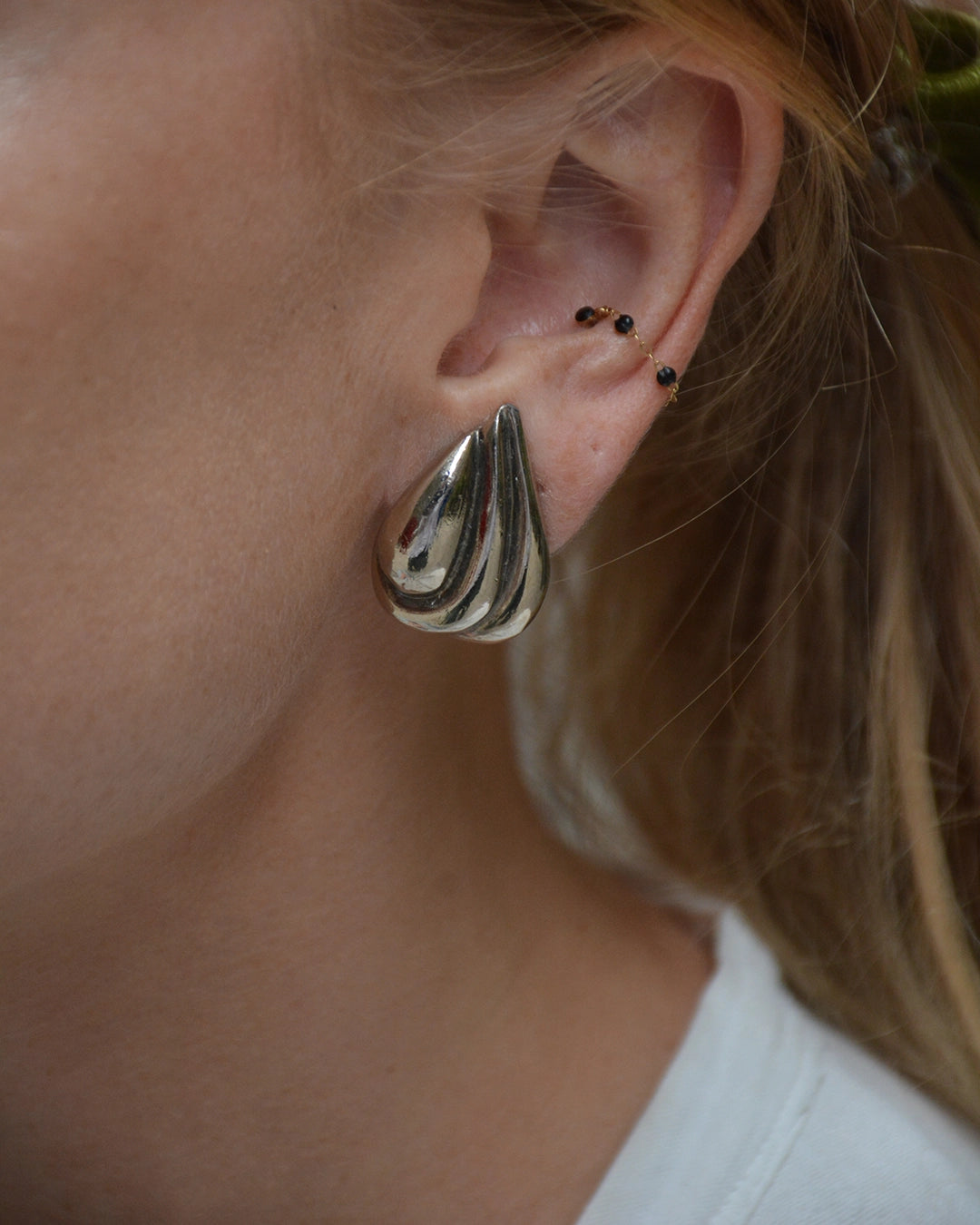 Vintage Silver Sculptural Wave Studs