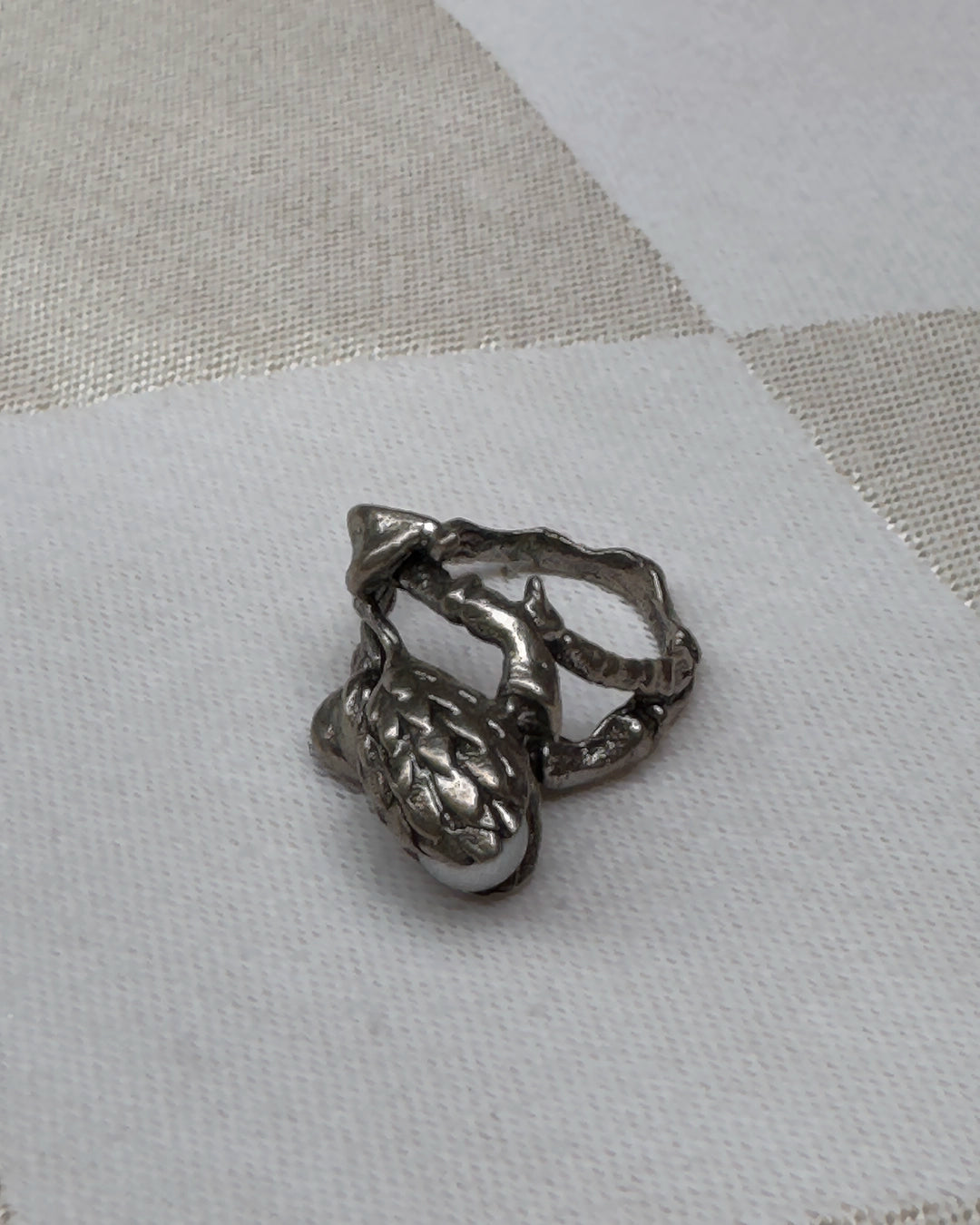 Vintage Sterling Silver Pearl-Set Rosebud Ring