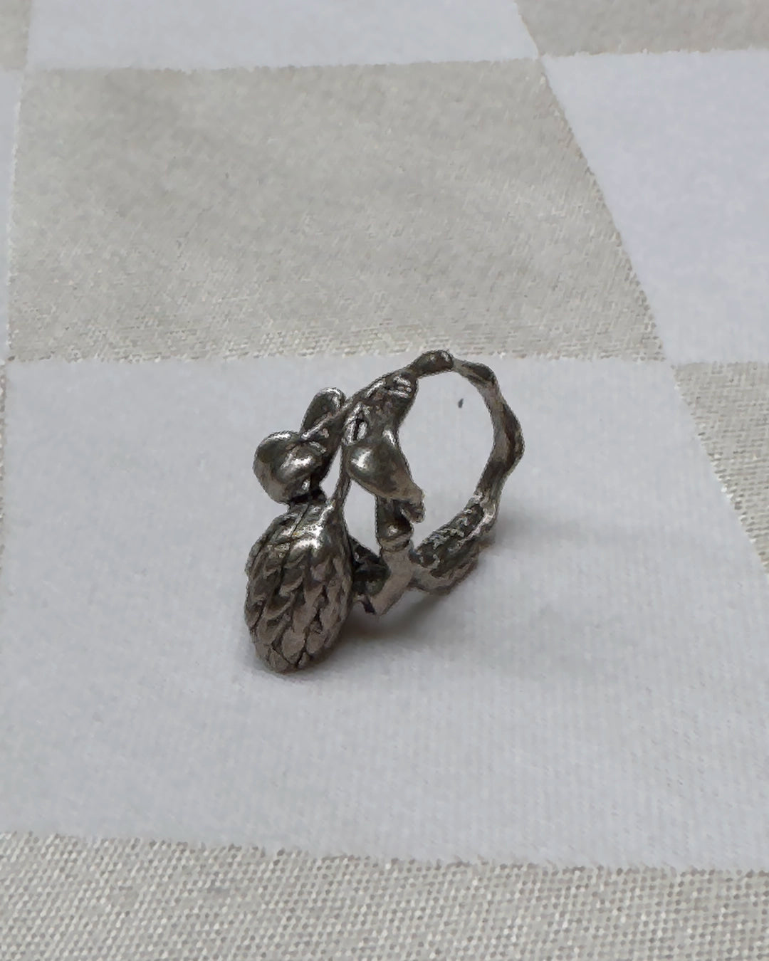 Vintage Sterling Silver Pearl-Set Rosebud Ring