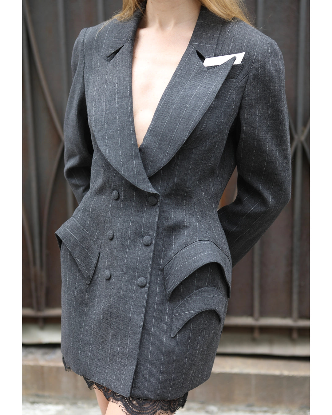 Vintage Thierry Mugler Fall 1995 Pinstripe Longline Jacket / Dress