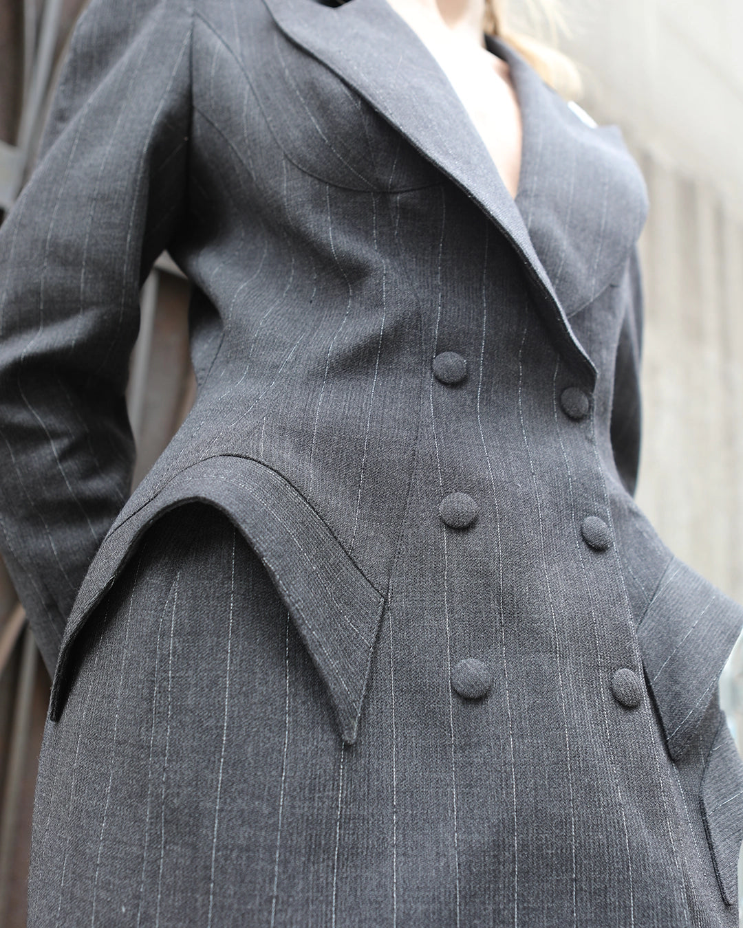 Vintage Thierry Mugler Fall 1995 Pinstripe Longline Jacket / Dress