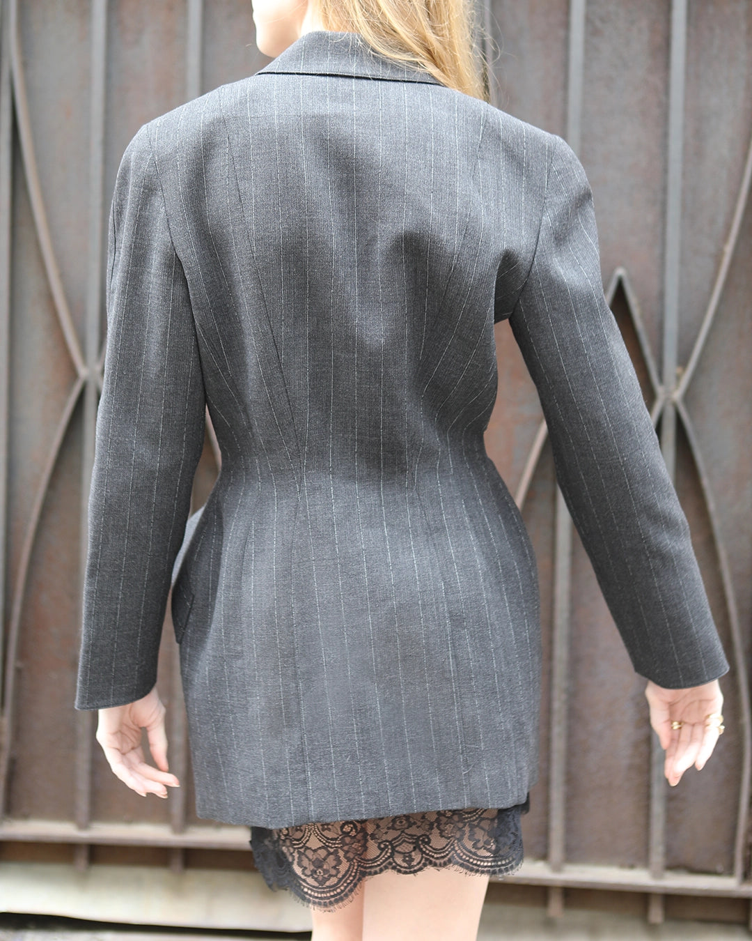 Vintage Thierry Mugler Fall 1995 Pinstripe Longline Jacket / Dress
