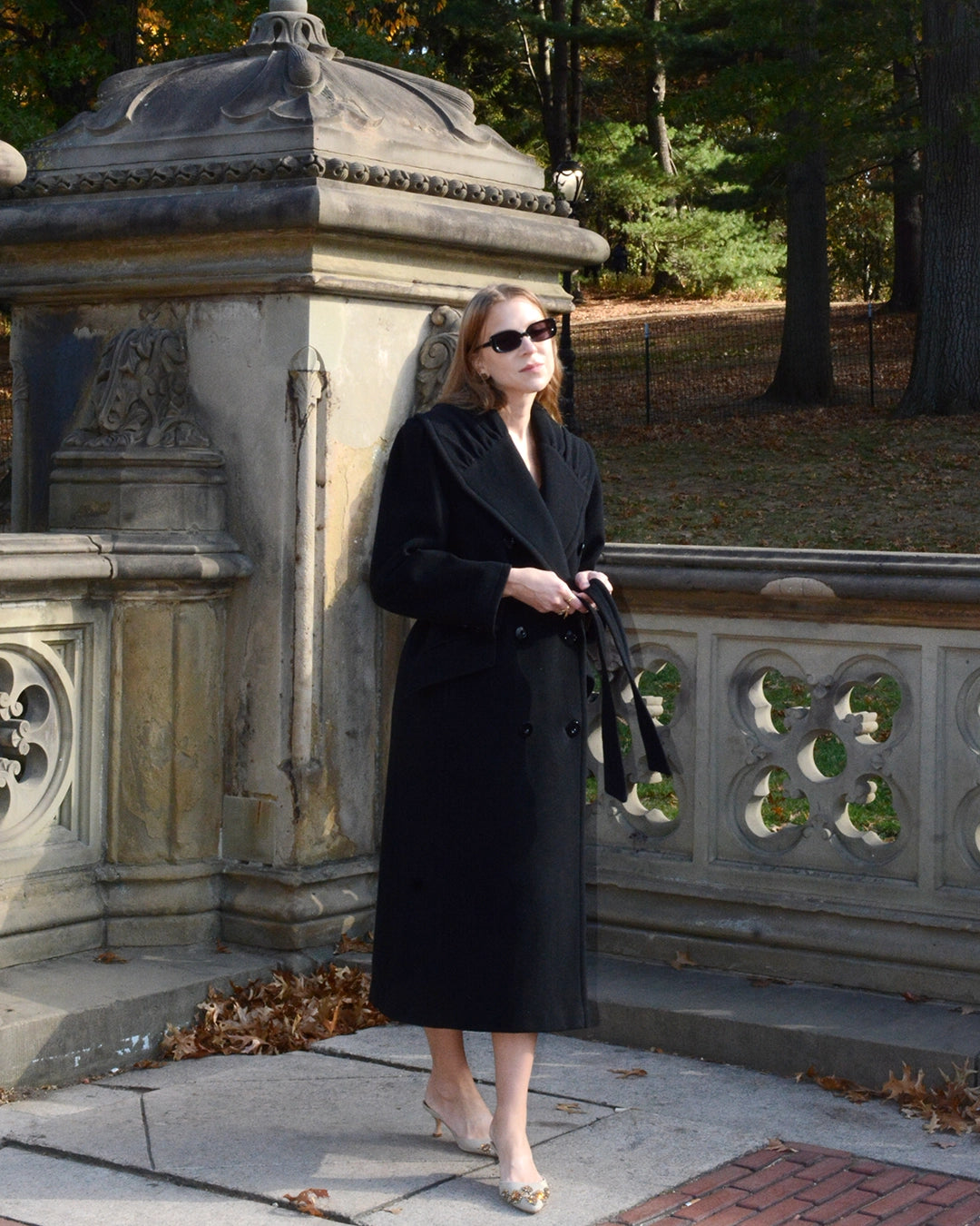 Vintage Valentino Double-Breasted Wool Coat with Gathered Shawl Collar