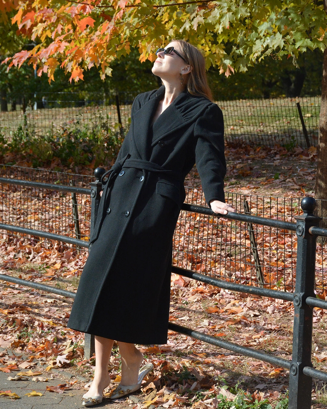 Vintage Valentino Double-Breasted Wool Coat with Gathered Shawl Collar