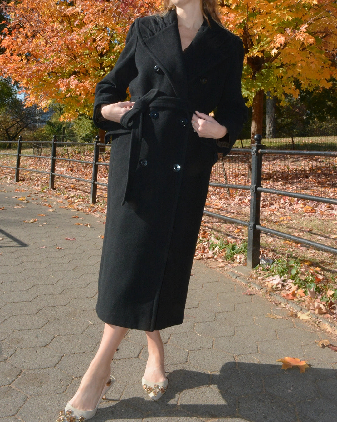 Vintage Valentino Double-Breasted Wool Coat with Gathered Shawl Collar